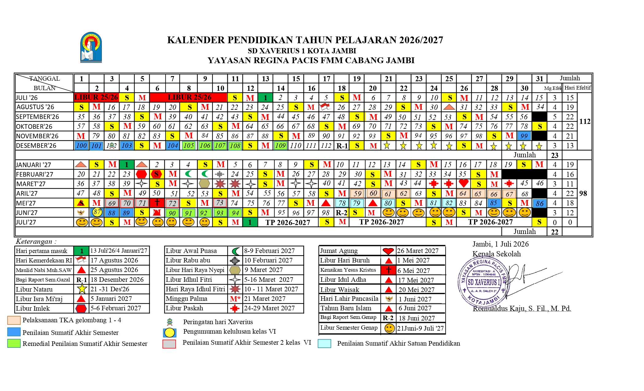 Kalender Pendidikan Tahun Pelajaran 2026/2027
